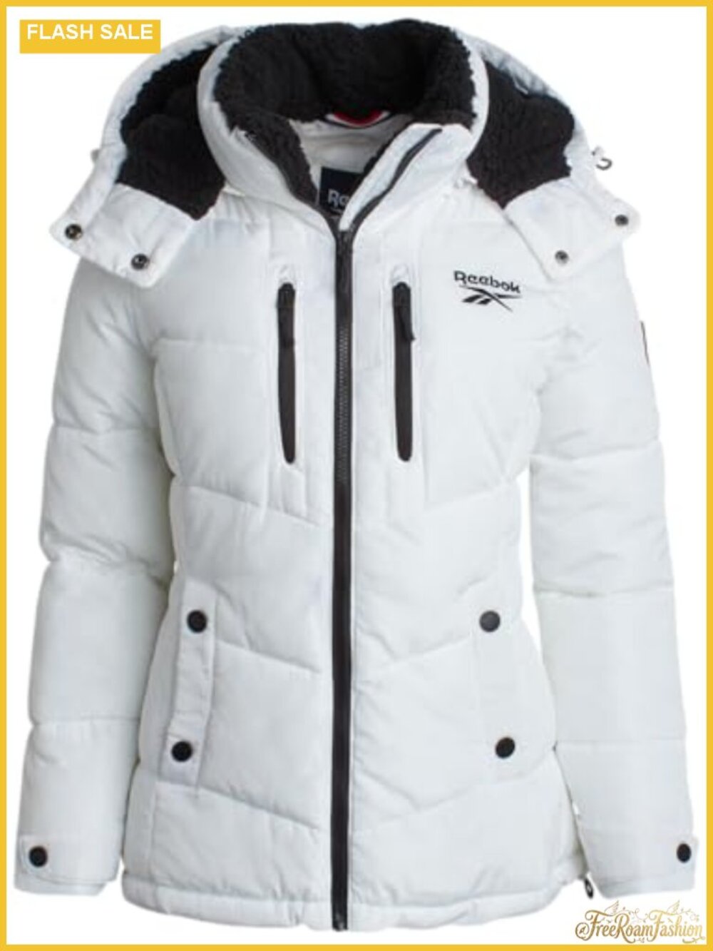 Women's Midweight Puffer Jacket Faux Fur Trim Hood Zip-Off Winter Coat